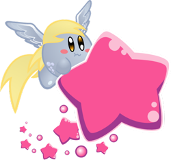 Size: 600x559 | Tagged: safe, artist:jrk08004, character:derpy hooves, crossover, kirby, kirby (character), kirby derpy, kirbyfied, nintendo, simple background, species swap, transparent background, video game