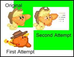 Size: 523x405 | Tagged: safe, artist:jrk08004, character:applejack, crossover, kirby, kirby (character), kirby applejack, kirbyfied, nintendo, pixel art, simple background, species swap, sprite, transparent background, vector, video game
