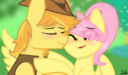 Size: 916x538 | Tagged: safe, artist:sirena-flitter, character:braeburn, character:fluttershy, ship:braeshy, female, male, shipping, straight
