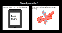 Size: 1076x586 | Tagged: safe, artist:rubyg242, species:pegasus, species:pony, anonymous editor, barely pony related, phone, solo, would you rather
