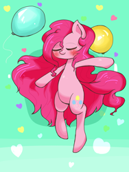 Size: 1200x1600 | Tagged: safe, artist:destroyer_aky, character:pinkie pie, species:earth pony, species:pony, balloon, eyes closed, female, mare, sleeping, solo