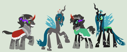 Size: 1896x772 | Tagged: safe, artist:deppressedunicorn, character:king sombra, character:queen chrysalis, parent:king sombra, parent:queen chrysalis, parents:chrysombra, species:changepony, ship:chrysombra, family, female, hybrid, interspecies offspring, male, offspring, shipping, straight