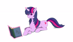 Size: 1900x1119 | Tagged: safe, artist:ponycarbonate, character:twilight sparkle, species:pony, book, female, simple background, solo, white background