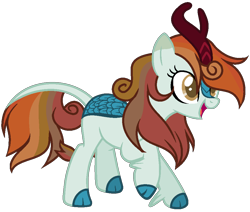 Size: 964x816 | Tagged: safe, artist:cosmicwitchadopts, oc, parent:autumn blaze, parent:rainbow dash, parents:autumndash, species:kirin, episode:sounds of silence, g4, my little pony: friendship is magic, adoptable, cloven hooves, colored hooves, female, kirin hybrid, kirin pony hybrid, magical lesbian spawn, offspring, open mouth, raised hoof, simple background, solo, transparent background