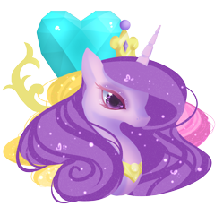 Size: 2994x3001 | Tagged: safe, artist:neko-luvz, character:princess cadance, species:pony, alternate mane color, bust, cutie mark background, ethereal mane, female, galaxy mane, heart, heart eyes, jewelry, mare, regalia, simple background, solo, transparent background, wingding eyes
