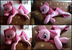 Size: 1879x1312 | Tagged: safe, artist:rosamariposacrafts, character:pinkamena diane pie, character:pinkie pie, species:pony, irl, photo, plushie, prone, solo