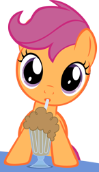 Size: 450x775 | Tagged: safe, artist:rhubarb-leaf, character:scootaloo, episode:one bad apple, g4, my little pony: friendship is magic, :o, cute, cutealoo, drinking, head tilt, looking at you, milkshake, simple background, transparent background, vector
