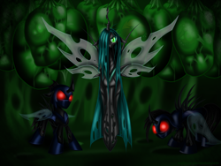Size: 3000x2250 | Tagged: safe, artist:wojtovix, character:queen chrysalis, species:changeling, changeling queen, female, guard