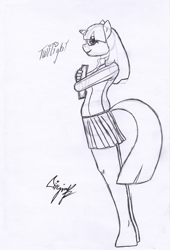 Size: 1937x2847 | Tagged: safe, artist:thefimp, character:twilight sparkle, species:anthro, monochrome