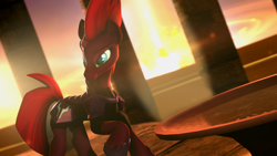 Size: 1920x1080 | Tagged: safe, artist:twilighlot, character:tempest shadow, 3d, female, fire, solo, source filmmaker