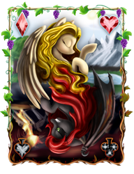 Size: 1280x1670 | Tagged: safe, artist:groxy-cyber-soul, oc, oc only, species:bat pony, species:pegasus, species:pony, clubs, diamonds, duality, food, grapes, heart, simple background, solo, spades, transparent background