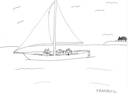 Size: 655x476 | Tagged: safe, artist:tascoby, character:apple bloom, character:scootaloo, character:sweetie belle, inktober, boat, cutie mark crusaders, inktober 2018, ocean, sailboat