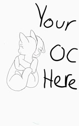 Size: 660x1050 | Tagged: safe, artist:mya-chan nina, oc, species:pony, black and white, blank, commission, crossed hooves, crying, cuddling, digital art, grayscale, hug, monochrome, no mane, no tail, smiling, your character here