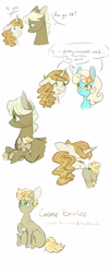 Size: 2000x5000 | Tagged: safe, artist:arirain, character:frederic horseshoepin, character:sweet biscuit, oc, oc:creme brulee, parent:frederic horseshoepin, parent:sweet biscuit, species:earth pony, species:pony, boop, colt, crack ship offspring, crack shipping, male, noseboop, offspring, shipping, simple background, white background