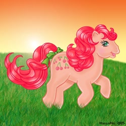 Size: 600x600 | Tagged: safe, artist:moogleymog, character:cherries jubilee, g1, bow, cherries cuteilee, cute, female, solo, tail bow