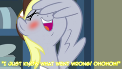 Size: 1280x720 | Tagged: safe, artist:mrerzebra92, edit, edited screencap, screencap, character:derpy hooves, episode:best gift ever, g4, my little pony: friendship is magic, blushing, facewing, female, i just don't know what went wrong, post office, solo, wing hands
