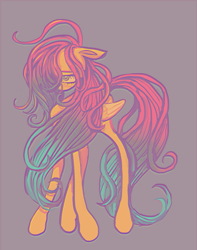 Size: 1083x1373 | Tagged: safe, artist:echobone, character:fluttershy, species:pegasus, species:pony, female, floppy ears, folded wings, hair over one eye, looking away, mare, simple background, solo, standing, tallershy, wings