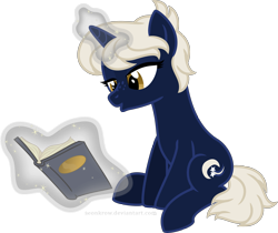 Size: 3349x2810 | Tagged: safe, artist:aeonkrow, oc, oc only, oc:nightowl, species:pony, species:unicorn, book, female, high res, levitation, magic, mare, reading, show accurate, simple background, sitting, solo, telekinesis, transparent background, vector