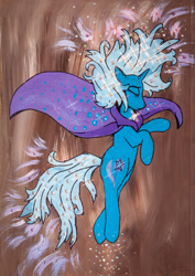 Size: 1200x1692 | Tagged: safe, artist:aquilateagle, character:trixie, species:pony, species:unicorn, cape, clothing, female, magic, mare, solo, traditional art, trixie's cape