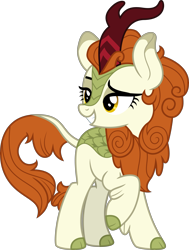 Size: 3500x4634 | Tagged: safe, artist:aeonkrow, character:autumn blaze, species:kirin, episode:sounds of silence, g4, my little pony: friendship is magic, absurd resolution, cloven hooves, female, lidded eyes, raised eyebrow, raised hoof, simple background, smiling, solo, transparent background, vector