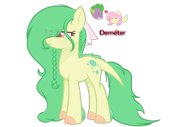 Size: 2500x1849 | Tagged: safe, artist:verona-5i, character:fluttershy, character:spike, oc, oc:demeter, parent:fluttershy, parent:spike, parents:flutterspike, species:dracony, ship:flutterspike, female, hybrid, male, offspring, shipping, simple background, straight, transparent background
