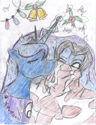 Size: 697x906 | Tagged: safe, artist:quakebrothers, character:princess luna, oc, canon x oc, crossover, kissing, legacy of kain, raziel, shipping, soul reaver