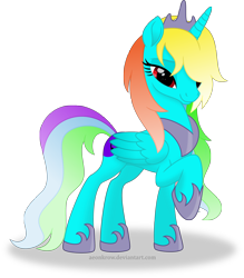 Size: 3500x3997 | Tagged: safe, artist:aeonkrow, oc, oc:cordelia music, species:alicorn, species:pony, bedroom eyes, looking at you, movie accurate, one leg raised, princess, rainbow alicorn, request, simple background, solo, transparent background