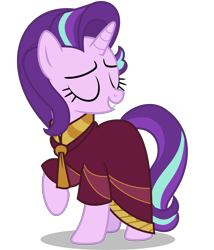 Size: 3500x4091 | Tagged: safe, artist:aeonkrow, character:starlight glimmer, species:pony, species:unicorn, episode:on the road to friendship, absurd resolution, clothing, eyes closed, female, one leg raised, raised hoof, robe, simple background, solo, transparent background, vector