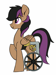Size: 455x611 | Tagged: safe, artist:purrling, character:stellar eclipse, species:pegasus, species:pony, cute, handicapped, male, profile, simple background, solo, stallion, wheelchair, white background