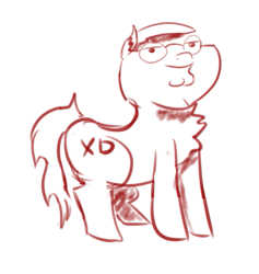 Size: 815x858 | Tagged: safe, artist:sunnzio, species:pony, donutsteel, family guy, op is trying too hard, peter griffin, ponified, this is epic