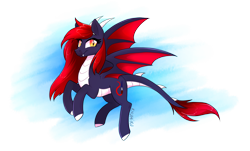 Size: 4642x2800 | Tagged: safe, artist:zlayd-oodles, oc, oc only, oc:scarlet spectrum, species:dracony, female, hybrid, smiling, solo