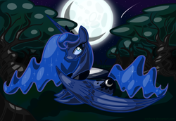 Size: 4000x2750 | Tagged: safe, artist:wojtovix, character:princess luna, absurd resolution, female, moon, smiling, solo