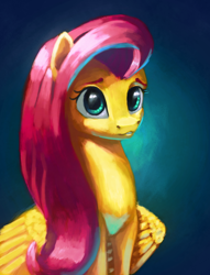 Size: 2560x3352 | Tagged: safe, artist:terrafomer, character:fluttershy, species:pegasus, species:pony, bust, female, portrait, solo, wings