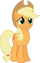 Size: 4341x6898 | Tagged: safe, artist:notlikelyanartist, character:applejack, species:pony, episode:simple ways, g4, my little pony: friendship is magic, absurd resolution, amused, cute, female, jackabetes, simple background, solo, transparent background, vector, wavy mouth