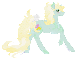 Size: 1024x789 | Tagged: safe, artist:dreamilil, g1, blushing, bow, daffodil (g1), december holly, fusion, tail bow