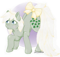 Size: 370x348 | Tagged: safe, artist:dreamilil, character:minty (g1), g1, bow, female, solo, tail bow