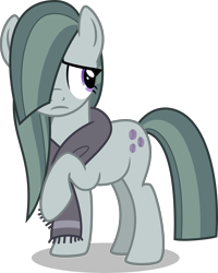 Size: 3500x4366 | Tagged: safe, artist:aeonkrow, character:marble pie, species:earth pony, species:pony, episode:best gift ever, g4, my little pony: friendship is magic, clothing, cute, female, hair over one eye, looking away, marblebetes, mare, sad, scarf, solo, standing, vector