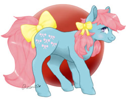 Size: 368x291 | Tagged: safe, artist:dreamilil, character:bowtie (g1), species:earth pony, species:pony, g1, bow, cute, female, hair bow, mare, solo, tail bow, tieabetes