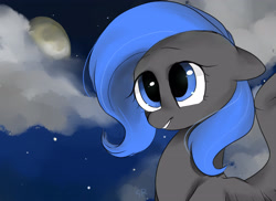 Size: 3656x2665 | Tagged: safe, artist:lity, oc, oc only, species:pegasus, species:pony, cloud, moon, night, solo