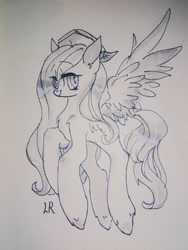 Size: 960x1280 | Tagged: safe, artist:lity, species:pegasus, species:pony, clothing, hat, monochrome, solo, traditional art
