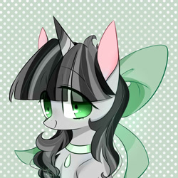 Size: 1500x1500 | Tagged: safe, artist:lity, oc, oc only, species:pony, species:unicorn, bow, chest fluff, colored horn, hair bow, jewelry, necklace, solo