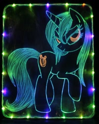 Size: 1562x1956 | Tagged: safe, artist:irfp250n, character:lyra heartstrings, species:pony, species:unicorn, acrylic plastic, acrylight, craft, engraving, female, led, looking at you, mare, raised hoof, solo, wet mane