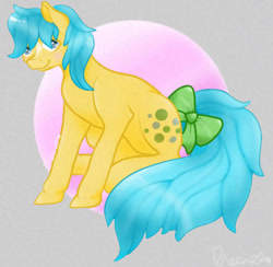 Size: 600x586 | Tagged: safe, artist:dreamilil, character:bubbles (g1), g1, bow, female, solo, tail bow