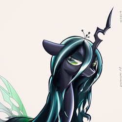 Size: 1080x1080 | Tagged: safe, artist:cosmotic1214, character:queen chrysalis, species:changeling, species:pony, changeling queen, chrysalislover, evil, female, illustration, magic, queen, sexy, wallpaper