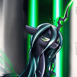 Size: 1080x1080 | Tagged: safe, artist:cosmotic1214, character:queen chrysalis, species:changeling, changeling queen, digital art, evil, female, queen, sexy, wallpaper