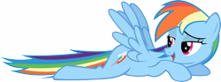 Size: 17111x6385 | Tagged: safe, artist:sagegami, character:rainbow dash, species:pegasus, species:pony, episode:spike at your service, g4, my little pony: friendship is magic, absurd resolution, bedroom eyes, female, flying, looking back, out of context, sexy, simple background, solo, transparent background, vector, wingboner