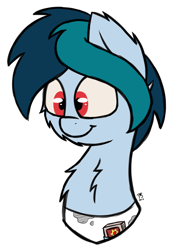 Size: 1904x2620 | Tagged: safe, artist:prismstreak, oc, oc only, oc:delta vee, species:pony, bust, cheek fluff, chest fluff, clothing, cute, diaveetes, ear fluff, ocbetes, portrait, simple background, smiling, solo, white background