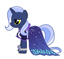 Size: 476x443 | Tagged: safe, artist:purplewonderpower, oc, oc:sapphire radiance, species:pony, species:unicorn, episode:canterlot boutique, g4, my little pony: friendship is magic, clothing, dress, female, gala dress, over the moon