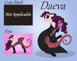 Size: 4920x3904 | Tagged: safe, artist:a-chatty-cathy, oc, oc:daeva, parent:discord, parent:pinkie pie, parents:discopie, species:draconequus, cloak, clothing, draconequus oc, female, interspecies offspring, magic, offspring, reference sheet, solo