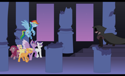Size: 4176x2564 | Tagged: safe, artist:a-chatty-cathy, character:applejack, character:fluttershy, character:pinkamena diane pie, character:pinkie pie, character:rainbow dash, character:rarity, character:twilight sparkle, character:twilight sparkle (alicorn), species:alicorn, species:pony, mane six, story included